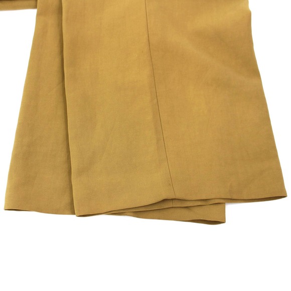Fendi Belted Cotton Crepe Yellow Chartreuse Wide Leg Trousers 42 Pantalone M - Picture 6 of 8
